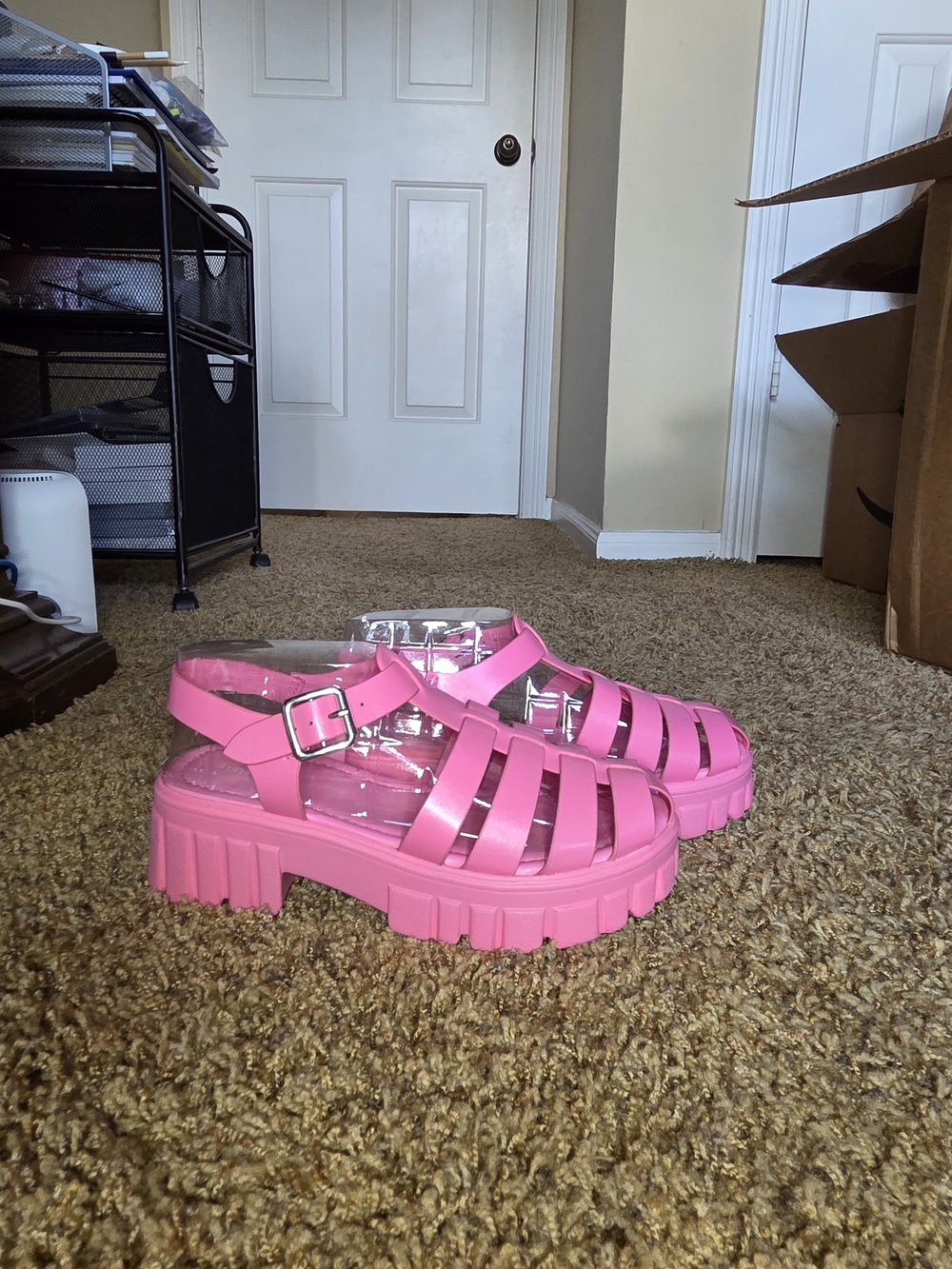 Chunky Pink Jelly Platform Sandals
